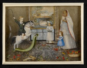 Sir John és Lady Login gyermekei Ayah-val és indián játszótársukkal, 1846 körül (akvarell elefántcsonton) alkotó: Indian School
