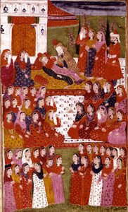 Abu Bakr halála, Hamla-i-Haydari illusztrációja, Mirza Muhammad Rafi Bazil, 1808 alkotó: Indian School