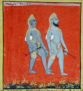 Two Gosains, Religious Mendicants, Udaipur, 1810-20 körül (gouache papíron) (részlet) (lásd még: 136600) alkotó: Indian School