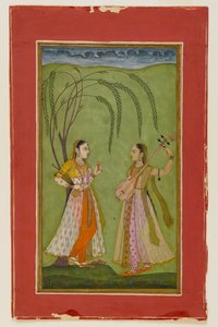 Két hölgy egy tájban, 1725 körül (papíron átlátszatlan wc) alkotó: Indian School
