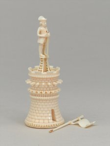Fehér bástya, sakkfigura, India, 1820 körül alkotó: Indian School