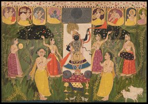 Shri Nathji imádata, Bikaner iskola (festmény) alkotó: Indian School