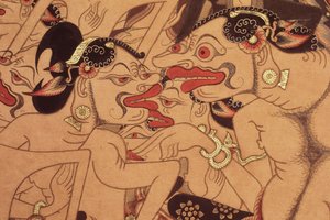 Részlet egy Wayang Beber tekercsről (akvarell papíron) alkotó: Indonesian Indonesian