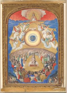Kéziratos levél a szent név imádatával, egy Órakönyvből, 1530 után. alkotó: Influence of Simon Bening