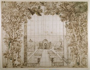 Kert és hercegi villa (toll és tinta papíron)