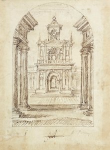Egy palota (toll és tinta papíron) alkotó: Inigo Jones