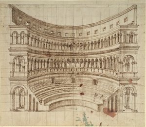 Amfiteátrum (toll és tinta papíron) alkotó: Inigo Jones