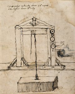 A görgős emelő falazat diagramja (toll és tinta papíron) alkotó: Inigo Jones