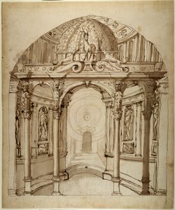 A palota belseje, 1611 körül (toll és tinta papíron) alkotó: Inigo Jones