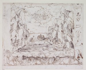 Szerelem diadala Callopison keresztül, Tervezet a II. jelenethez: The Sea Triumph alkotó: Inigo Jones