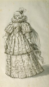 Masquer, 1638 körül (toll és tinta papíron) alkotó: Inigo Jones