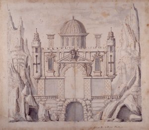 Oberon palota, 1611 körül (toll és tinta papíron)
