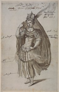 Queen Candace, 1609 körül (toll és tinta papíron) alkotó: Inigo Jones