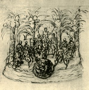 „The Maritime Chariot Containing the Queen and Masquers”, 1635, 1942. alkotó: Inigo Jones