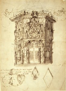 The Masque of Queens, 2. jelenet: A Hírességek Háza, 1609 körül (toll és tinta papíron)