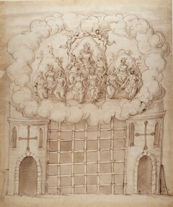 The Release of the Daughters of the Morn, 1611 körül (toll és tinta papíron) alkotó: Inigo Jones
