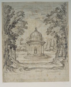Apolló temploma (toll és tinta papíron) alkotó: Inigo Jones
