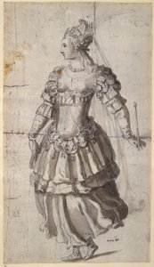Azonosítatlan királynő (toll és tinta papíron) alkotó: Inigo Jones