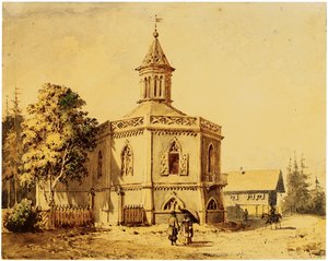 Tejgazdasági pavilon a Pavlovsk Parkban alkotó: Iosif Ivanovich Charlemagne