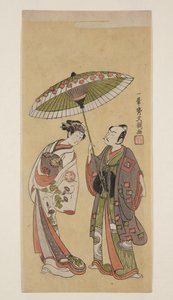 Ichikawa Yaoz színészek? II, mint Kötél a J?r? és Segawa Kikunoj? II, mint a Tóra (színes fatömbnyomat) alkotó: Ippitsusai Bunchō