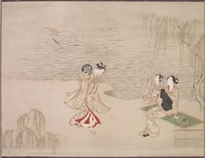 Szépségek a tengerparton c. 1765-1792. alkotó: Ippitsusai Bunchō