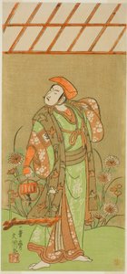 A színész Ichikawa Komazo II, mint Soga no Juro Sukenari Rókacsapdának álcázva a Kagami-ga-ike Omokage Soga című darabban, amelyet a Nakamura Színházban mutattak be az első hónapban, 1770 alkotó: Ippitsusai Bunchō