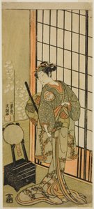 A színész Segawa Kikunojo II, mint Hitomaru hercegnő (Hitormaru Hime) (?) a Soga Moyo Aigo no Wakamatsu (?) című darabban, amelyet a Nakamura Színházban (?) mutattak be az első hónapban, 1769 (?) alkotó: Ippitsusai Bunchō