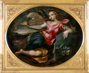 A hírnév, Ippolito Scarsella, más néven lo Scarsellino munkája, a modenai Galleria Estense-ben őrzött