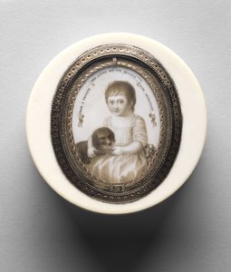 Doboz egy fiú portréjával, 1790 körül (szépia elefántcsonton alkotó: Irish School