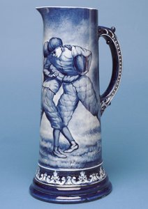 Nagy Belleek kancsó rögbi jelenettel (kerámia) alkotó: Irish School