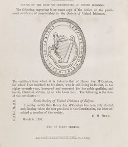 A belfasti Egyesült Ír Emberek Társaságának pecsétje, 1792 körül (metszet) alkotó: Irish School