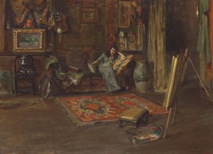 William Merritt Chase Tizedik utcai stúdiójának belseje (olaj, vászon)