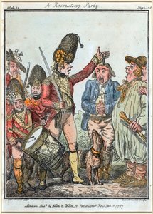 "Egy toborzó párt" alkotó: Isaac (after) Cruikshank