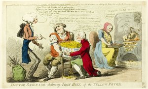 Dr. Sangrado megszabadítja John Bullt a sárgaláztól alkotó: Isaac Cruikshank
