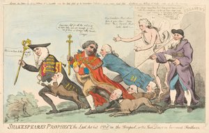 Shakespeares Prophezeiung, der letzte Akt von einem in Der Sturm, oder die Dohle in geliehenen Federn (aus: Karikatur, Bd. 3)