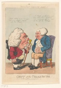 Spotprent op de dorpsarts, 1799 A falusi doktor szelleme! (cím a tárgyon) Familiar Ghosts (sorozat címe a tárgyon)
