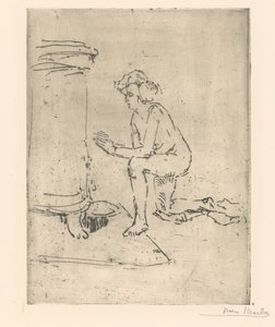 Térdelő modell tűzhelyhez alkotó: Isaac Israels (signed by artist)