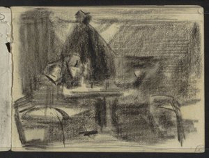 Figurák egy asztalnál egy belső térben alkotó: Isaac Israels