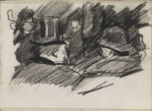 Férfi és nő kalapban, hátulról nézve alkotó: Isaac Israels