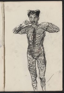Álló férfi jelmezben, esetleg művész alkotó: Isaac Israels