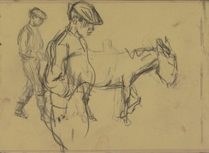Két tanulmány egy szamárfiúról és egy szamárról alkotó: Isaac Israels