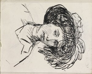Női fej kalappal alkotó: Isaac Israels