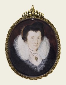 Lady Anne Bacon, 1600 körül (átlátszatlan akvarell és aranyozás pergamen) alkotó: Isaac Oliver