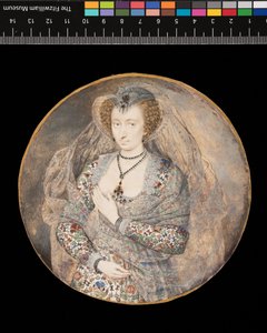 Miniatűr. Ismeretlen hölgy. Lucy Harington, Bedford grófnője (korábbi cím), 1605 körül (testszín és akvarell, karton) alkotó: Isaac Oliver