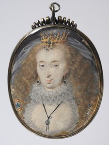Lucy Russell, Bedford grófnőjének portréja, 1608-1616 körül (akvarell hártyán arannyal és ezüsttel, ezüst aranyozott keretben) alkotó: Isaac Oliver