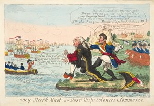 Boney Stark Mad or More Ships Colonies & Commerce, pub. 1808 (kézzel színezett metszet)