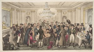 Egy modern pokol belseje - vide. The Cogged Dice, The English Spy, pub. 1824 (kézzel színezett metszet) alkotó: Isaac Robert Cruikshank