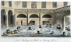 Nyilvános fürdő Londonban – Charles Molloy Westmacott „Az angol kém” című művében, Robert Cruikshank rajza, londoni kiadás