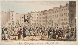 Surrey Collegians, aki felemeli a törvény egyik végét, az angol kémből, London, 1824 alkotó: Isaac Robert Cruikshank