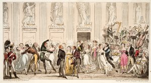 A Cyprians-bál az Argyle Rooms-ban, az angol kém, pubból. 1824 (kézzel színezett metszet) alkotó: Isaac Robert Cruikshank